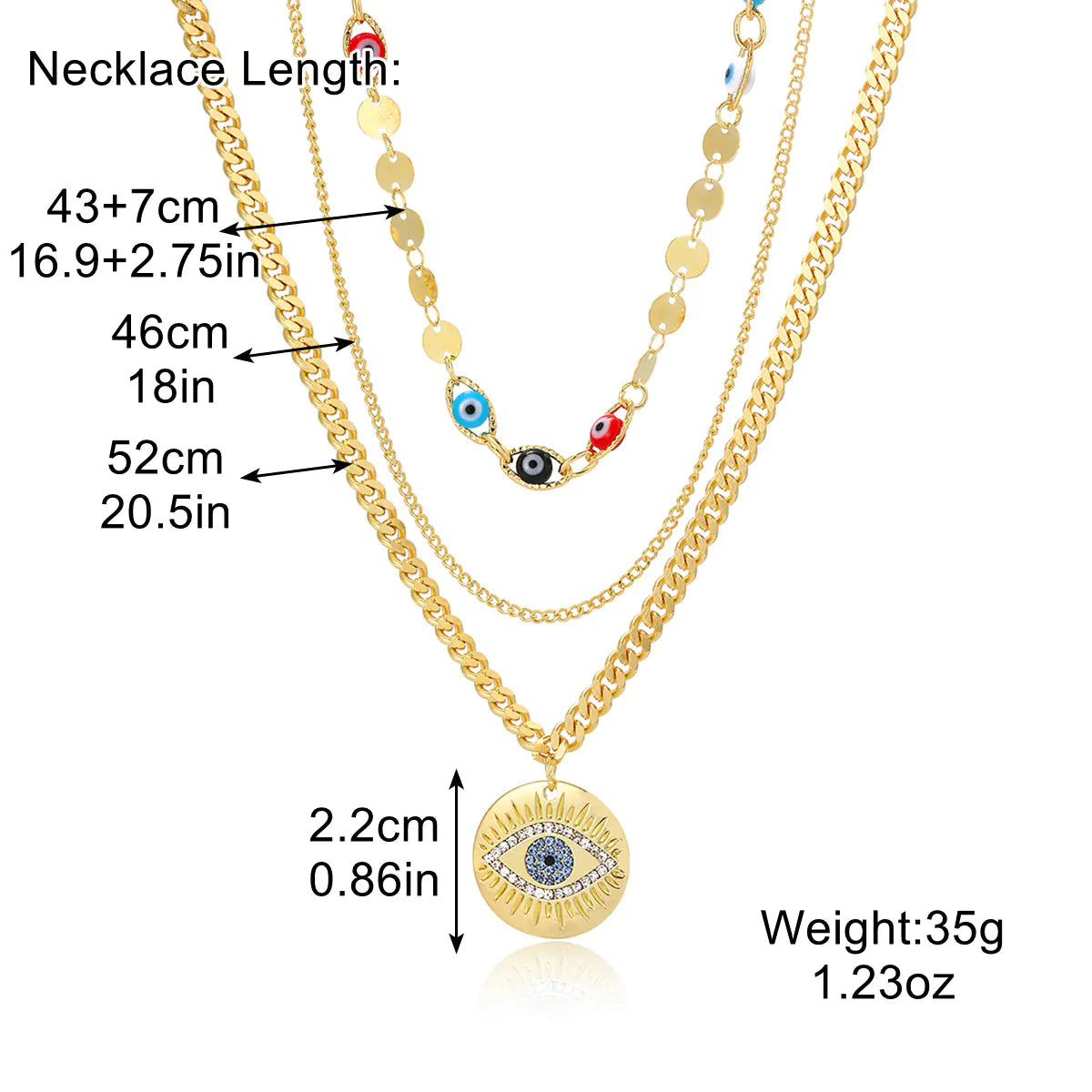 Layered Evil Eye Pendant Necklace for Mother's Day