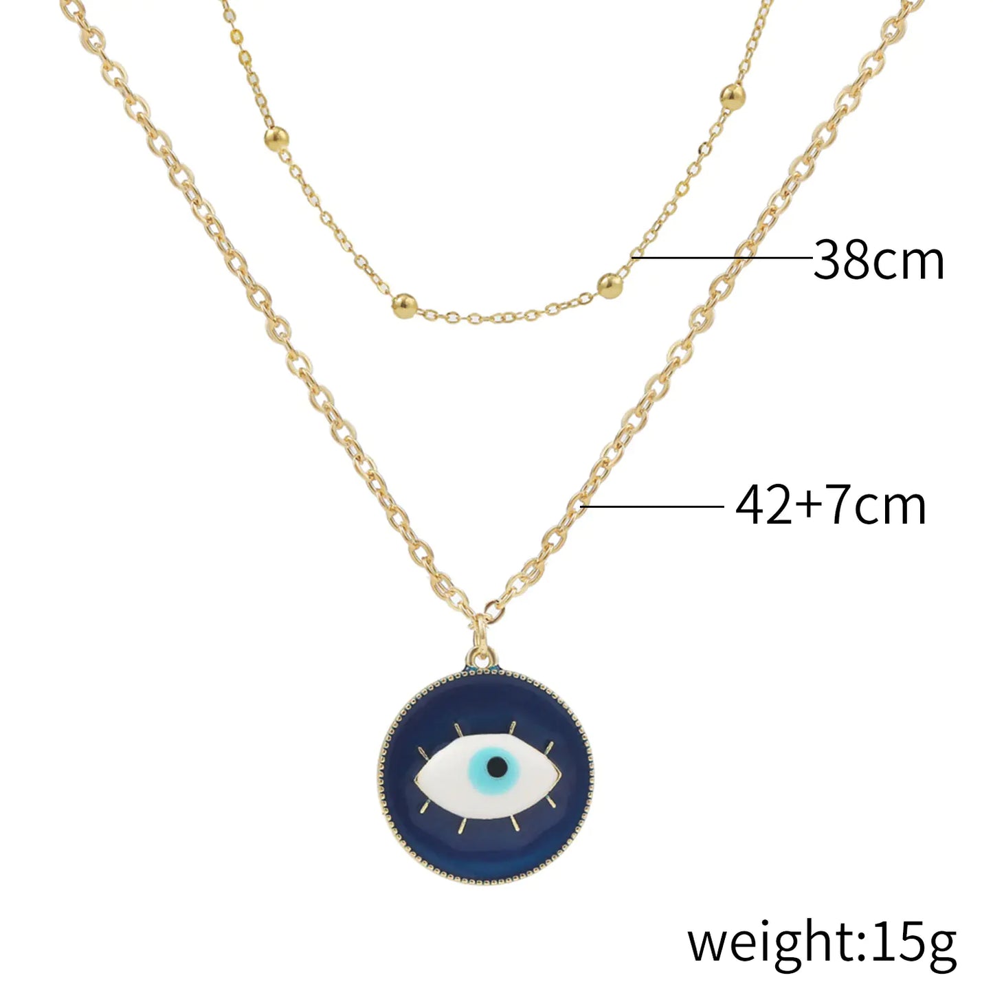 Layered Evil Eye Pendant Necklace for Mother's Day