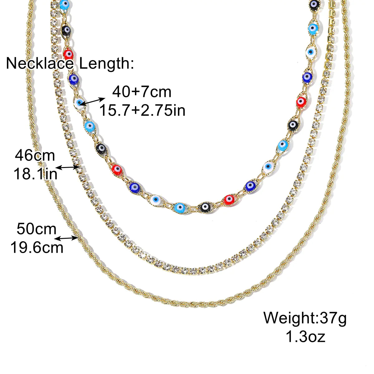 Layered Evil Eye Pendant Necklace for Mother's Day