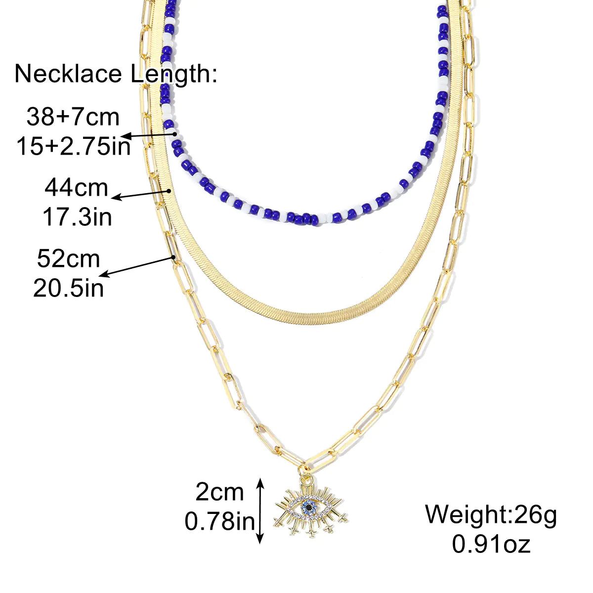 Layered Evil Eye Pendant Necklace for Mother's Day
