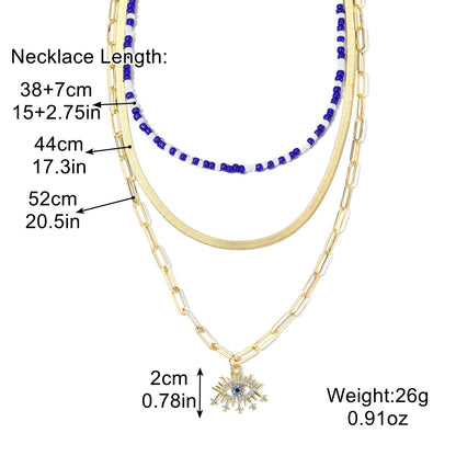 Layered Evil Eye Pendant Necklace for Mother's Day