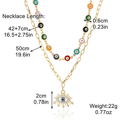 Layered Evil Eye Pendant Necklace for Mother's Day