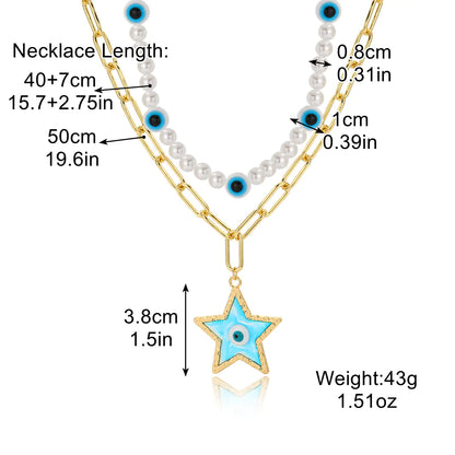 Layered Evil Eye Pendant Necklace for Mother's Day